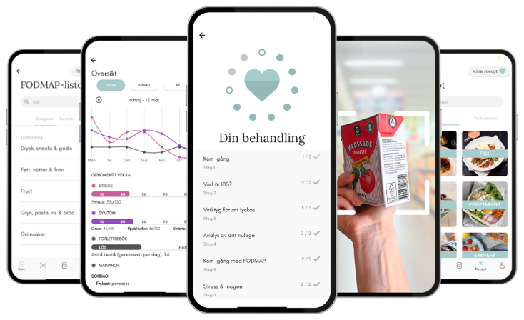 hem Belly Balance-appen: FODMAP-listor, 11-stegsbehandling, scanner och recept