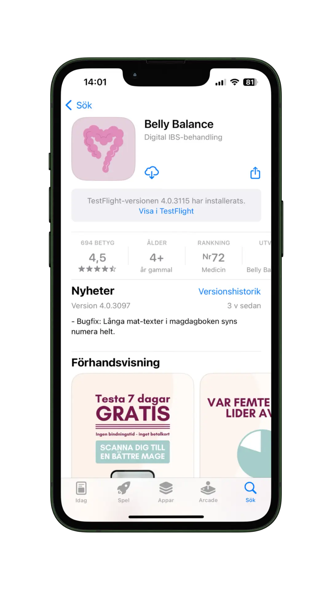 ladda ner appen Belly Balance i App Store