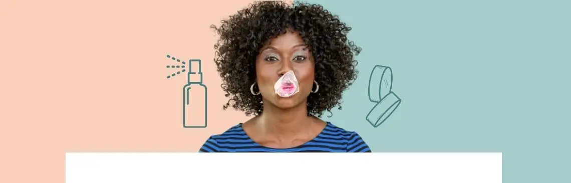 Artikel/Halstabletter, munspray och tuggummi Image of a person with mouth-spray and gum, Lozenges