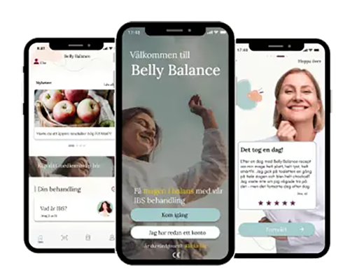 Belly Balance-appen - välkomstskärm, nyheter och kundomdöme