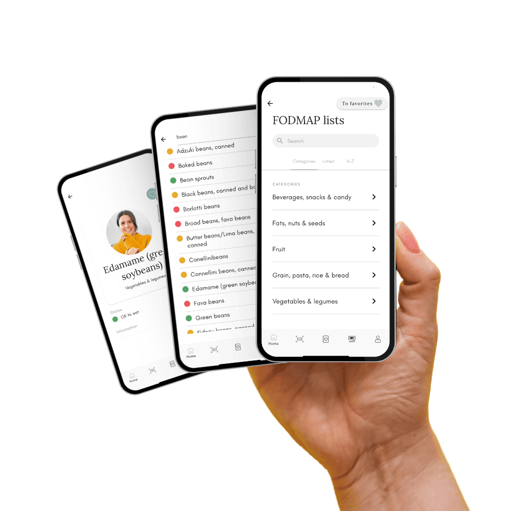 Årsprenumeration The Belly Balance app: FODMAP lists, categories and food status